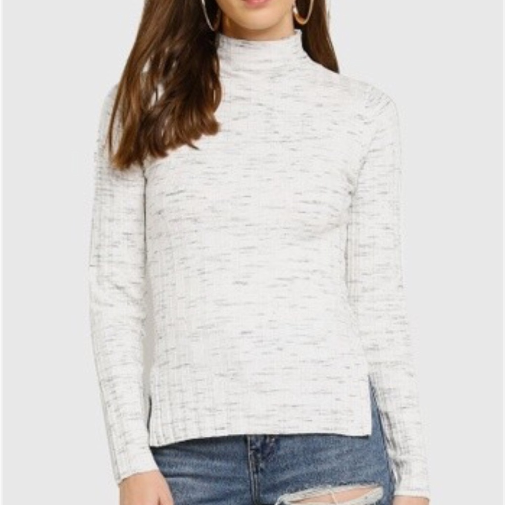 Topshop Mockneck Ribbed Long Sleeve with side slits